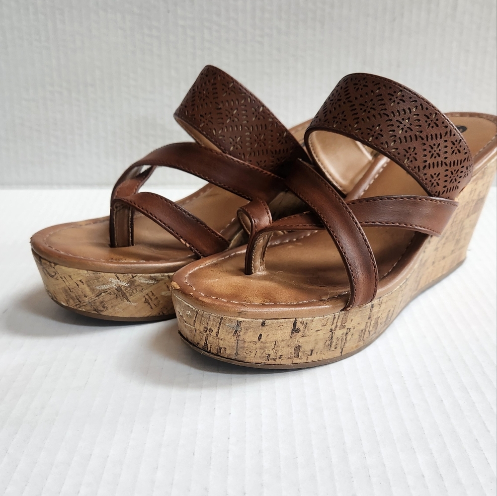 Brown Wedge Sandals Womens Size 6
